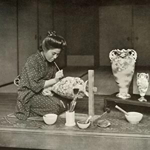 Painting Pottery for Export, 1910. Creator: Herbert Ponting