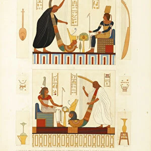Paintings of two harpers in the tomb of Pharaoh Ramesses III in the Valley of the Kings. From The D Artist: Dutertre, Andre (1753-1842)