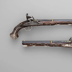 Pair of Flintlock Pistols, British, London, ca. 1765. Creator: Henry Hadley
