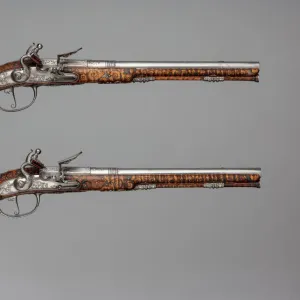 Pair of Flintlock Pistols Made for Christian Ernst, Franco-German, Erlangen-Neustadt, ca