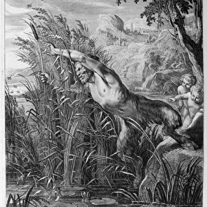 Pan pursues Syrinx who is transformed into a reed, 1665. Artist: Michel de Marolles