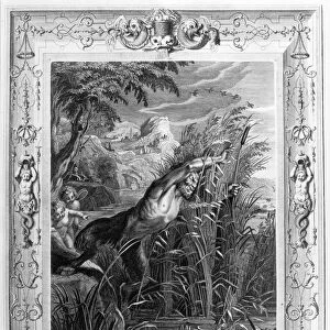 Pan pursues Syrinx who is transformed into a reed, 1733. Artist: Bernard Picart