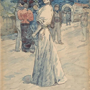 A Parisienne Outside the Moulin de la Galette, ca. 1880-1907. Creator: Henri Somm