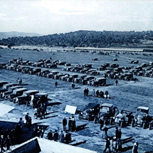 Parking of vehicles on the Autodromo Nacional de Terramar in Sitges, 1922