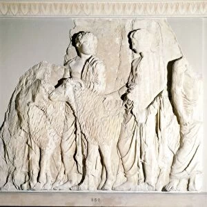 Parthenon Frieze, Elgin Marbles, Sacrifice Procession with Ram, c5th century BC. Artist: Phidias