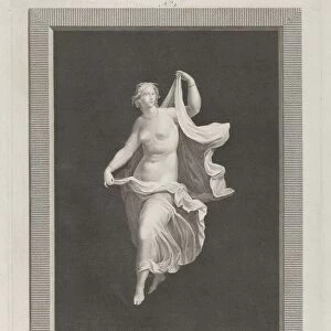 A partly nude bacchante stepping forward and holding ends of her drapery in each... ca