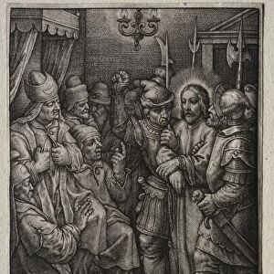 The Passion: Christ before the High Priest. Creator: Hieronymus Wierix (Flemish, 1553-1619)