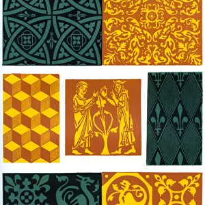 Paving tiles of the 14th and 15th century, (1870). Artist: Franz Kellerhoven