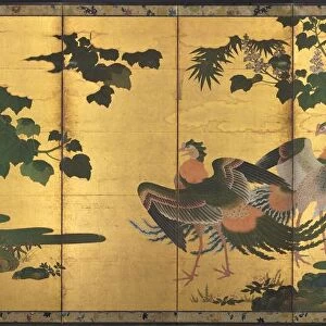 Peafowl and Phoenixes, late 1500s. Creator: Tosa Mitsuyoshi (Japanese, 1539-1613), attributed to