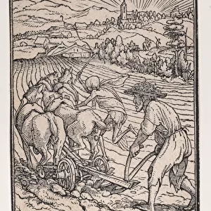The Peasant (or Ploughman), from The Dance of Death, ca. 1526, published 1538. Creator: Hans Lützelburger