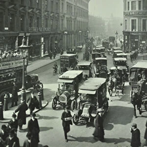 Pedestrians and traffic, Victoria Street, London, April 1912