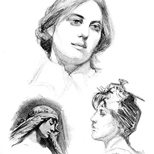 Pencil studies of three women, 1902-1903. Artist: W Gulzow