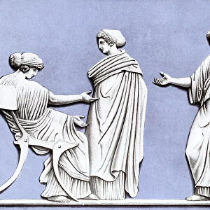 Penelope and Maidens, Wedgwood plaque, 18th century, (c1920)