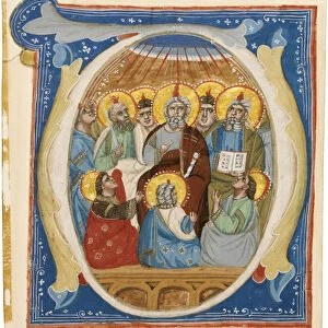 The Pentecost. Initial O from an Antiphoner, ca 1320. Artist: Anonymous