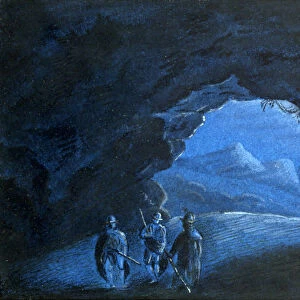 Three People in a Cave in the Mountains, 1825. Artist: George Sand