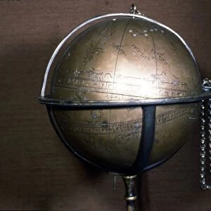 Persian Brass Celestial Globe Brass, engraved and inlaid with silver, 1430-1431. Artist: Muhammad ibn Jafar ibn Umar