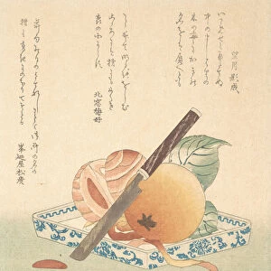 Persimmons on a Plate, 19th century. Creator: Kubo Shunman