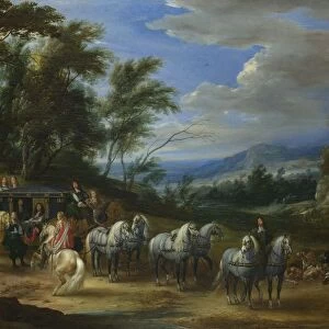 Philippe Francois d Arenberg meeting Troops, 1662. Artist: Meulen, Adam Frans, van der (1632-1690)