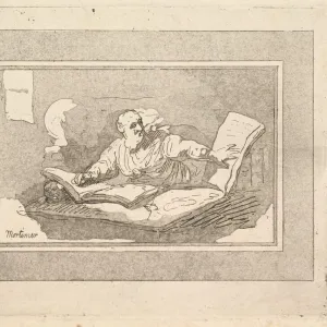 The Philosopher (Bearded Old Man Copying Book), 1783-87. Creator: Thomas Rowlandson