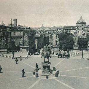 Piazza del Campidoglio with the statue of Marcus Aurelius, Rome, Italy, 1927. Artist: Eugen Poppel