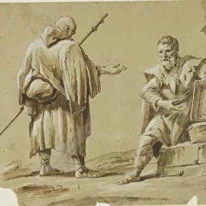 Two Pilgrims with Portable Shrine, n. d. Creator: Tiberius Dominikus Wocher