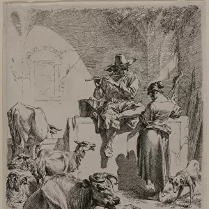 The Piping Shepherd, 1652. Creator: Nicolaes Berchem (Dutch, 1620-1683)