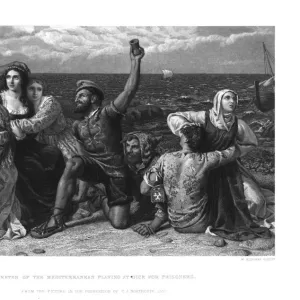 Pirates of the Mediterranean Playing at Dice for Prisoners. c1869. Artist: W Ridgway