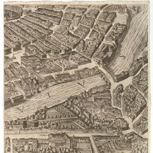 Plan of the City of Rome. Part 10 with the Tiber and the Villa Farnesina, 1645