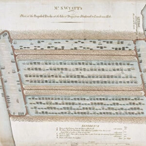 Plan of proposed docks at the Isle of Dogs, now the site of West India Docks, London, 1820