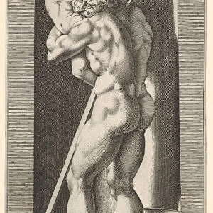 Plate 1: Saturn in a niche devouring his son, standing before a scythe