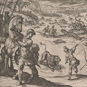 Plate 11: Alexanders Lion Hunt, from The Deeds of Alexander the Great, 1608