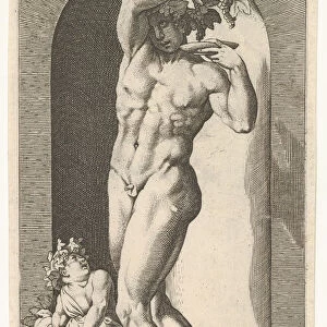 Plate 17: Bacchus standing in a niche, holding grapes over a plate