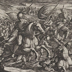 Plate 30: Cerialis Driving the Dutch into the Rhine, from The War of the Romans Against