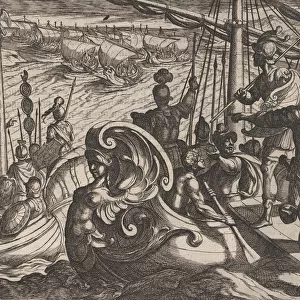 Plate 33: Dutch and Roman Flotillas on the Rhine, from The War of the Romans Against the