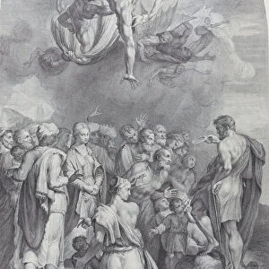Plate 41: Saint John the Baptist preaching to a large crowd and baptizing children, 1756. Creators: Bartolomeo Crivellari, Gabriel Soderling