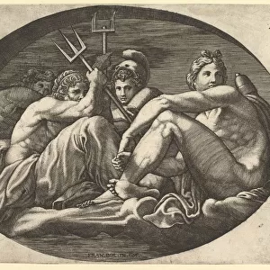 Pluto, Neptune, Minerva and Apollo, from a series of eight compositions after Francesco P