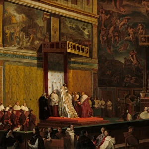 Pope Pius VII in the Sistine Chapel, 1814. Creator: Jean-Auguste-Dominique Ingres
