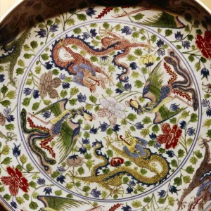 Porcelain Dish with Dragons and Phoenixes, c18th century