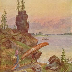 Portage and Birch-Bark Canoe, 1924
