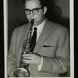 Portrait of American saxophonist Lennie Niehaus, 1950s. Artist: Denis Williams