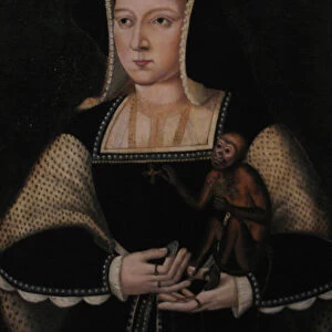 Portrait of Catherine of Aragon, with her pet monkey (Copy After Lucas Horenbout), ca 1530. Artist: Anonymous