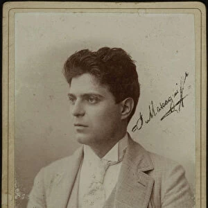 Portrait of the Composer Pietro Mascagni (1863-1945), c. 1890. Creator: Photo studio Luzzati