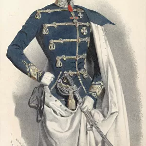 Portrait of Emperor Franz Joseph I of Austria, in Hungarian uniform, c. 1850. Creator: Kaiser