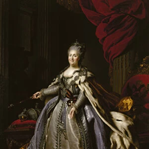 Portrait of Empress Catherine II (1729-1796) (After Alexander Roslin), 1780s