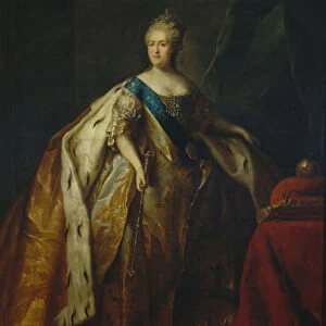 Portrait of Empress Catherine II (1729-1796), 1796. Artist: Drozhdin, Petro Semyonovich (1745-1805)