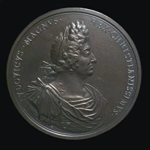 Portrait head on a medal of Louis XIV, 17th century