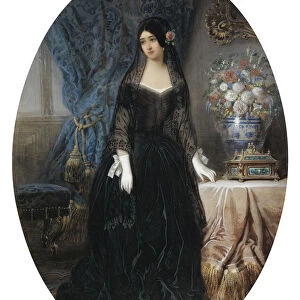 Portrait of Marie Duplessis (1824-1847), La Dame aux Camelias, c. 1840. Artist: Olivier, Jean-Charles (active 1840s)