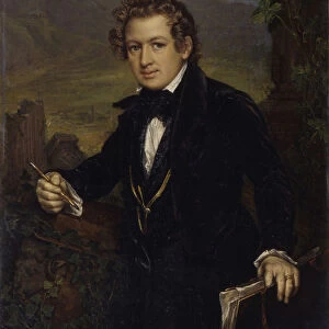 Portrait of the painter Karl Pavlovich Bryullov (1799-1852), 1836. Artist: Tropinin, Vasili Andreyevich (1776-1857)