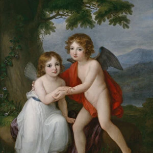 Portrait of the Plymouth siblings as Amor and Psyche, 1795. Artist: Kauffmann, Angelika (1741-1807)