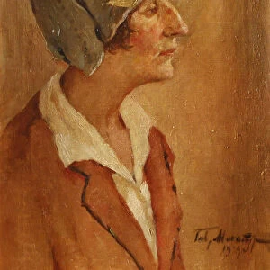 Portrait of the Poet Anna Akhmatova (1889-1966), 1929. Artist: Makaturin, Gavriil Petrovich (1892-1945)